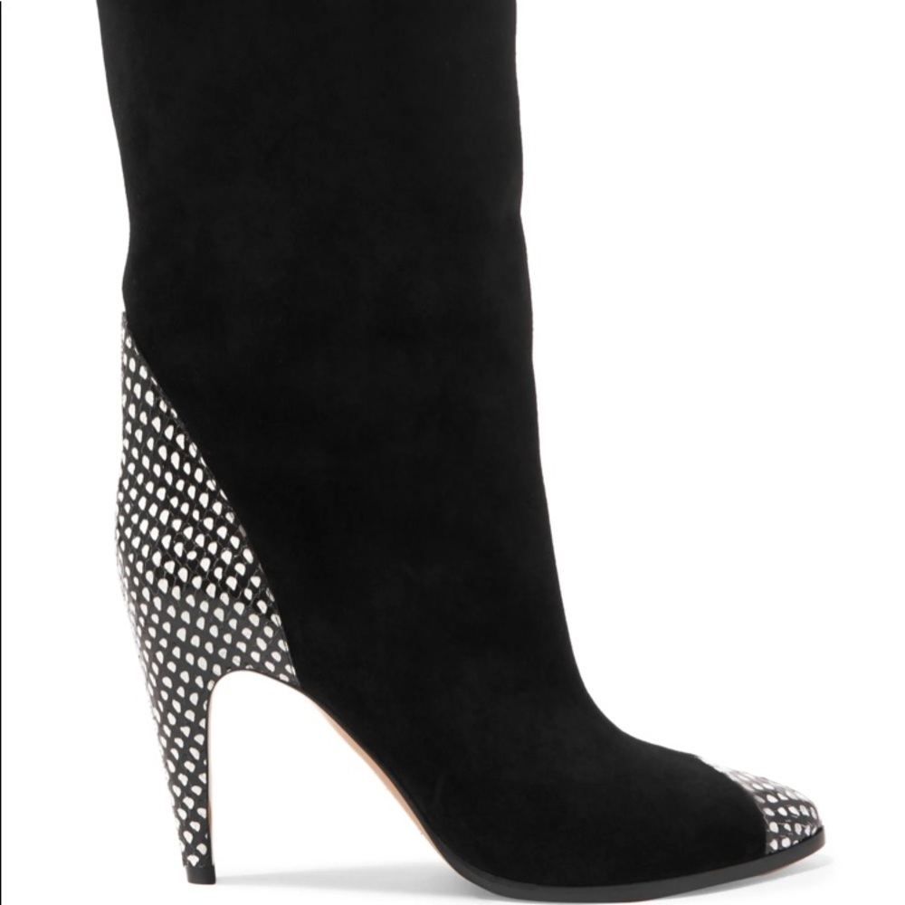 GIVENCHY
Snake-effect leather-trimmed suede boots